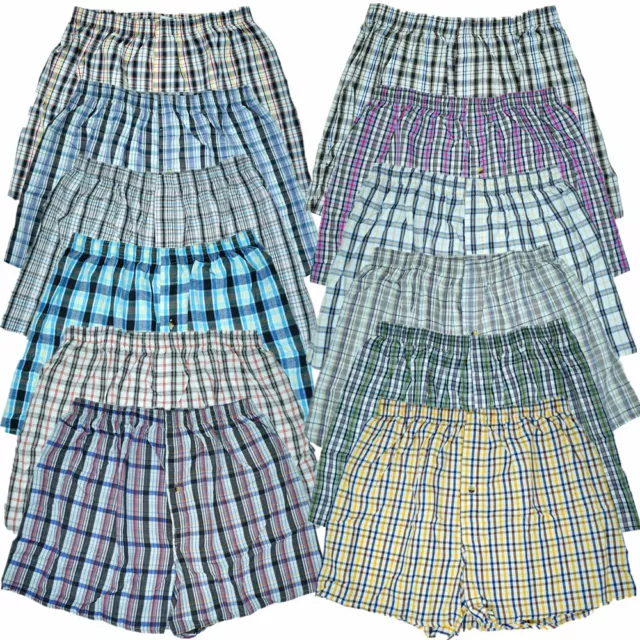 3 Pack Mens Boxer Briefs Trunk Shorts Cotton Check Plaid Underwear Size M-2XL