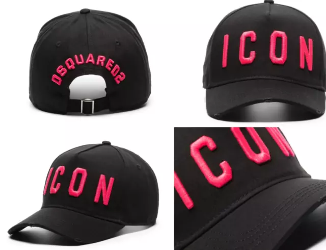 Dsquared2 Icon Unisex Gorra de Béisbol Basebalkappe Sombrero Black Rose Nuevo