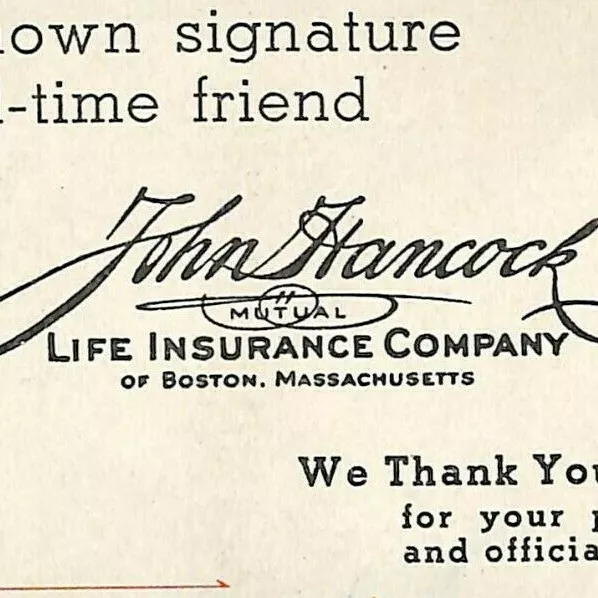 Vintage c1930 Ink Blotter John Hancock Insurance Boston, Massachusetts