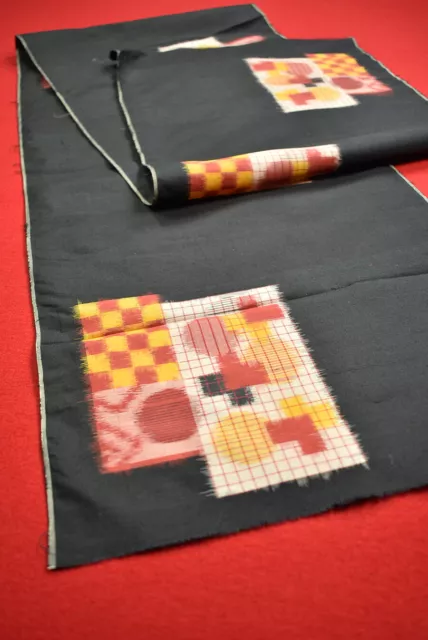 Vintage Japanese Kimono Fabric Silk Antique Boro Kusakizome Woven 65.7"/TF10/70