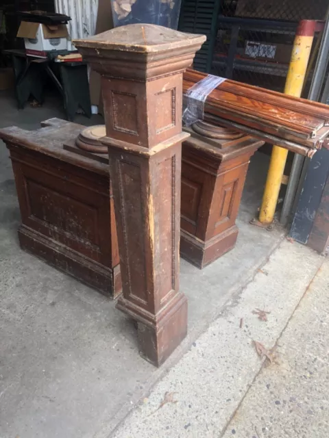c1880 vintage Oak newel post stair bannister victorian 45” x 6.25/8.25/9.5” sq