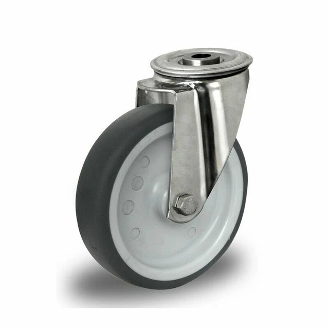 Acciaio Inox Trasporto 80 Ruota Girevole Gomma Industriali Inossidabile