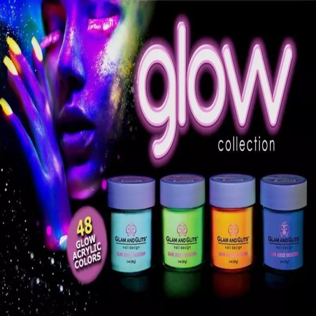 Glam and Glits Acrylic Glow In The Dark Nail Powder 48 Colors to Choose From