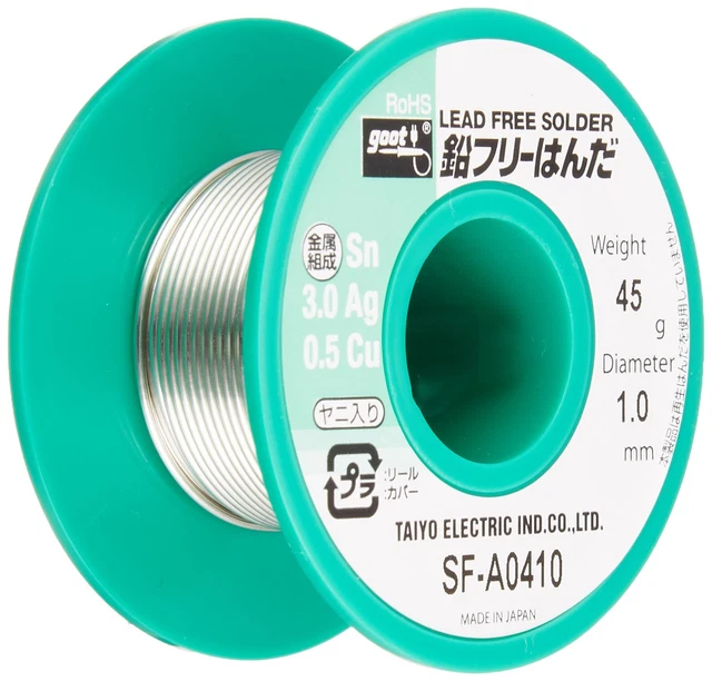goot Lead Free Solder Φ1.0mm Tin 96.5%/Silver 3.0%/Copper 0.5% 45g Reel SF-A0410
