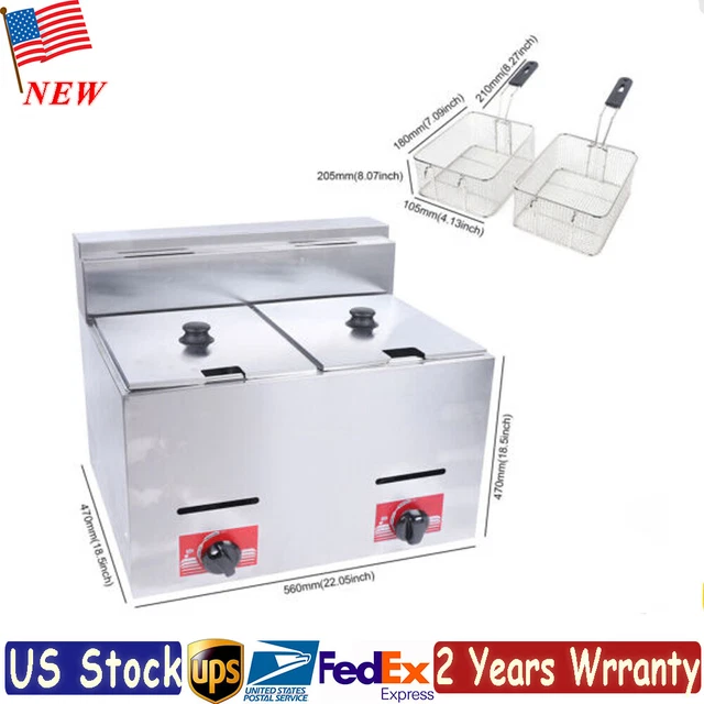 COMMERCIAL COUNTERTOP GAS Fryer Stainless 2 Basket Propane LPG Deep