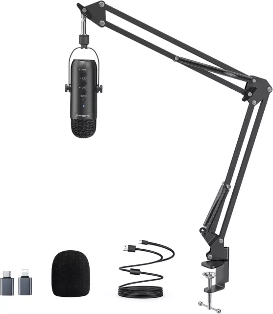 ZealSound Gaming Microphone Kit,Podcast Condenser USB Mic with Boom Arm