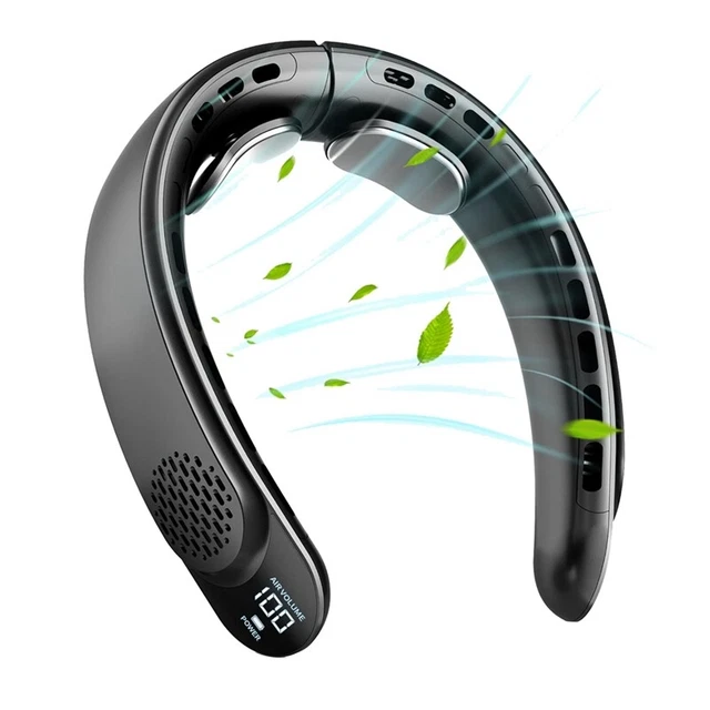 Ventilateur De Cou Rechargeable - 4 Vitesses, écran LED - Portable Pliable Pour Travail, Sport, Extérieur - 11