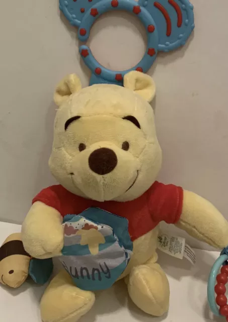 Disney Baby Winnie the Pooh Plush Teether Ring Car Seat Shopping Cart Toy 9”