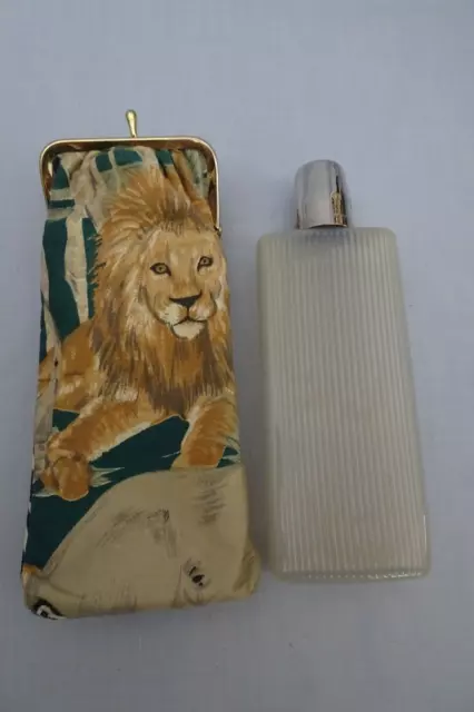 Vintage HERZ PRODUCT Ladies Womens German Flask with Kisslock Cover Case LION 3