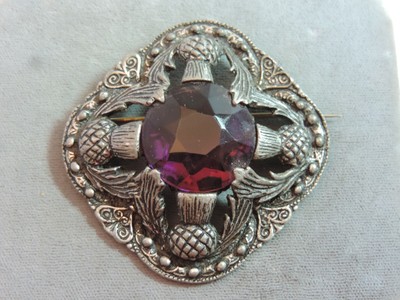 Cardo Vintage A Miracle Creation Scozzese Cardo Viola Strass Spilla Questo 114.4 