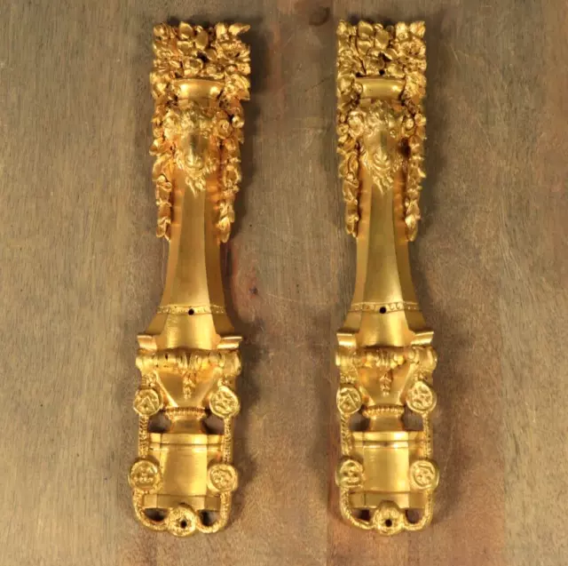 Antique French Gilt Bronze PAIR Column Corner Ornament RAM'S HEAD Figural 19thC