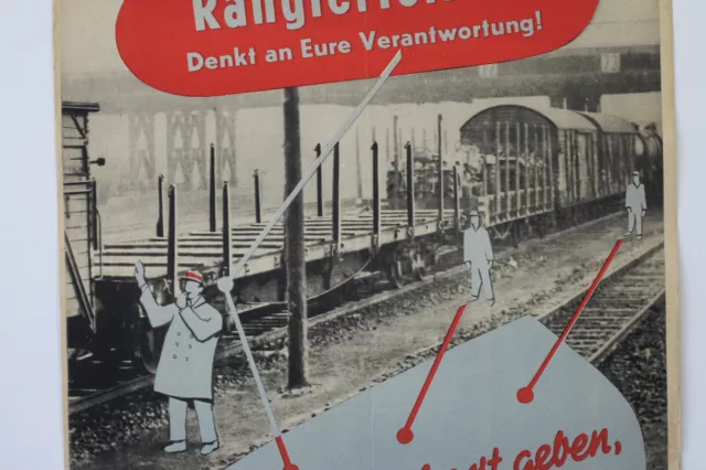 Plakat Deutsche Bahn Bundesbahn UNFALLVERHÜTUNGSBILD Rangierleiter Kuppler 3