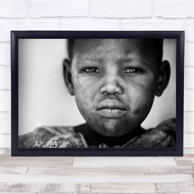 Serious Africa African portraits Kids Black-and-white Wall Art Print