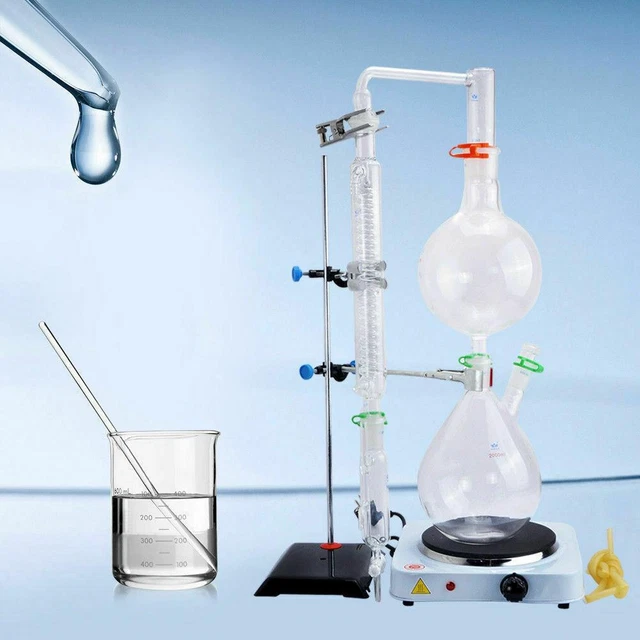 New 2000ml Lab Essential Oil Steam Distillation Apparatus w/Graham Condenser O