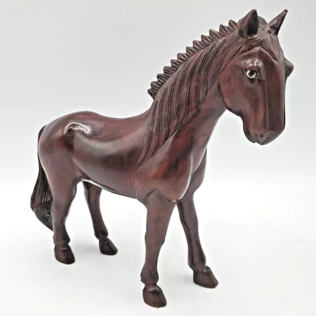 Horse Sculpture Hand Carved Wood Statue Detailed Wooden FROM ONE PIECE Vintage
