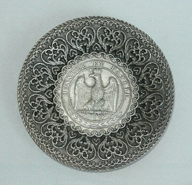 Ancienne Petite Coupelle Vide Poche Metal Argente Sceau Napoleon Aigle