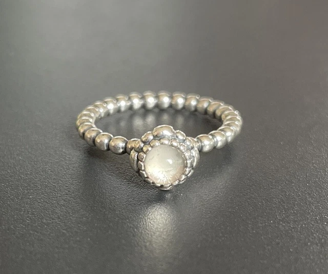 STERLING SILVER PANDORA birthday blooms moonstone june ring 925