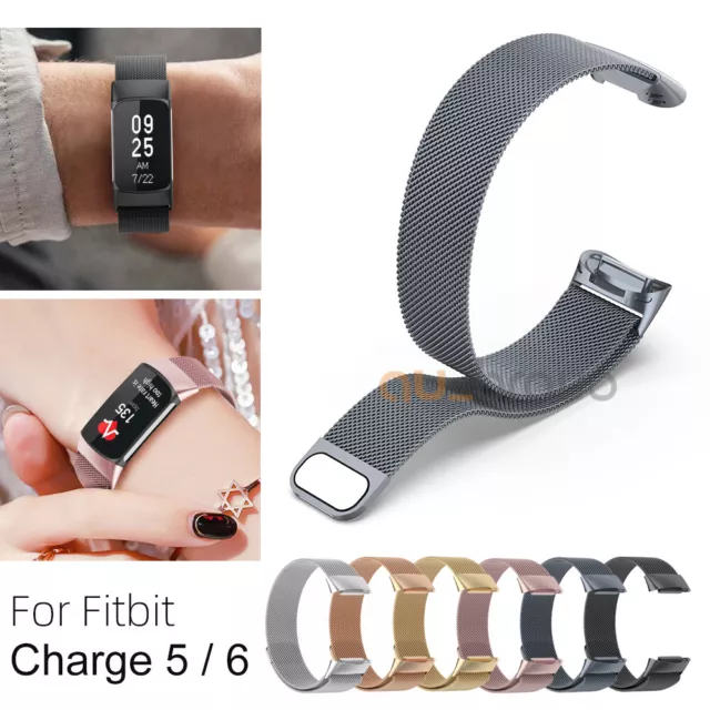 For Fitbit Charge 6 5 Watch Strap Milanese Stainless Steel Band Magnetic Loop OZ