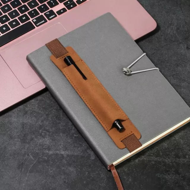 3pcs Office Meeting Pu Leather Portable Pencil Case Pen Bag Pen Holder Pen Clip