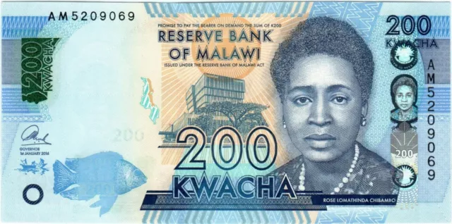 Malawi 200 Kwacha 2014 Unc P-65