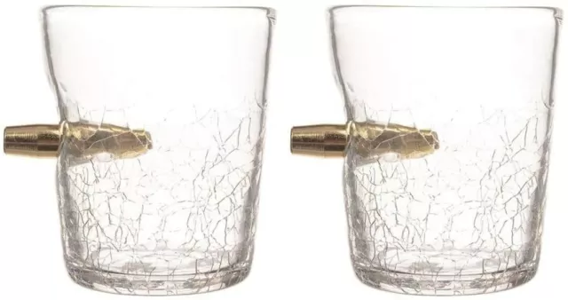 2x Novelty Vintage Tumbler Spirit Shot In Glass Bullet Tasting Whiskey 300ml UK