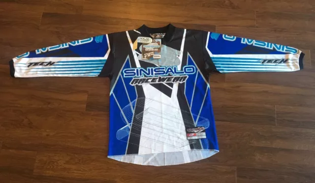 SINISALO BLUE WHITE KIDS LARGE MX MOTO-X OFFROAD MOTORBIKE  TOP SHIRT Motorcycle