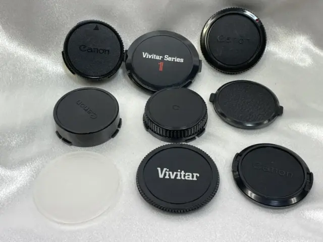 Lot of 9 Assorted Camera Caps Front & Rear Vivitar Canon Pentax