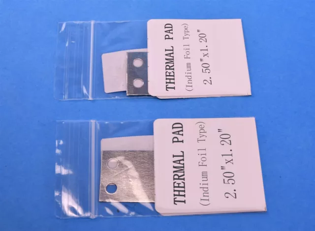 2 Indium Foil Thermal Pads for Peltier 100u 2.5" x 1.5"