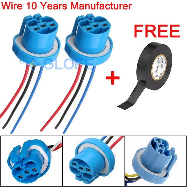 HB1 9004 Wire Pigtail Female P Head Light 2X Harness Bulb Replacement Connector