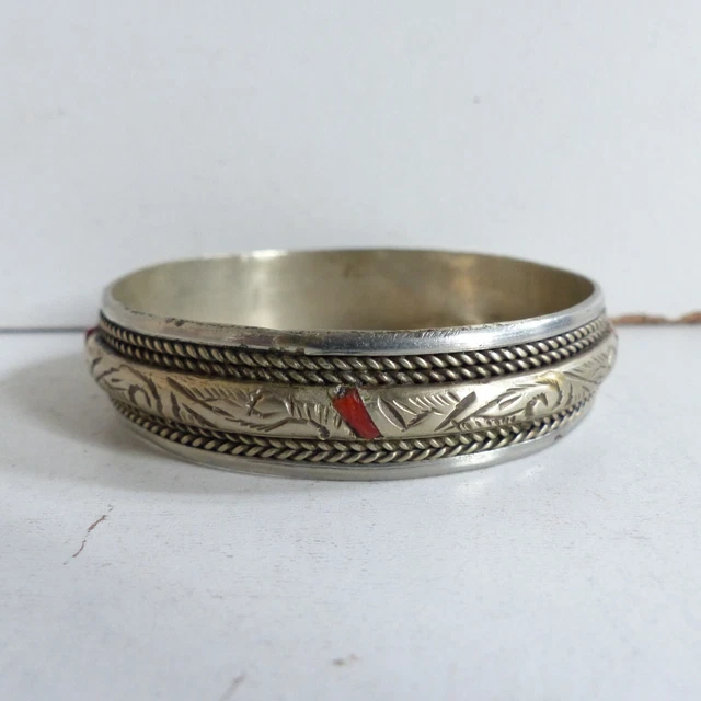 BEAU BRACELET ANCIEN en ARGENT MASSIF BERBERE KABYLE BIJOUX ETHNIQUE 60