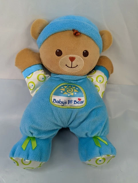 Fisher Price My 1st Bear Rattle Plush 10 Inch 2008 Blue Stuffed Animal Toy