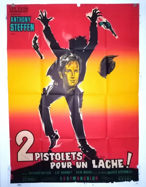 affiche de cinema ancienne 2 pistolets pour un lâche western.