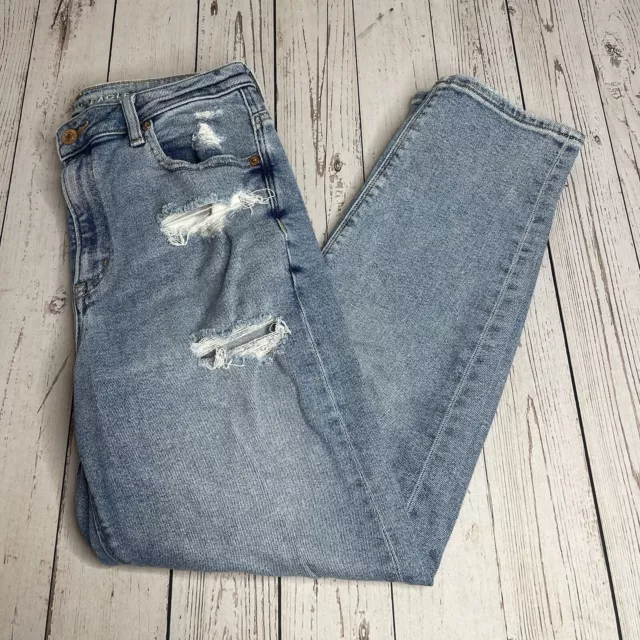 American Eagle Outfitters Womens Mom Jeans Size 6 High Rise Distressed Blue