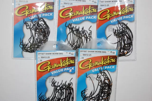 5 packs gamakatsu 2/0 offset ewg shank worm tube senko hook 25 pr pack 58412-25