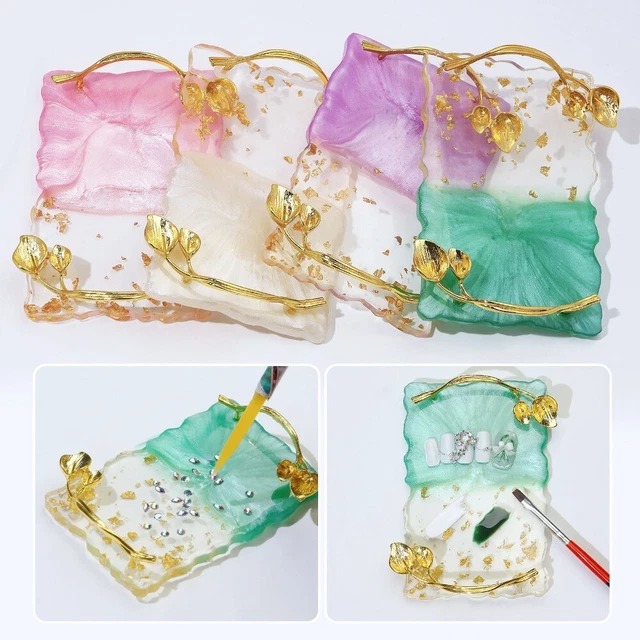 Ágata borde dorado paleta de uñas exhibición de arte de uñas esmalte de uñas placa de pintura