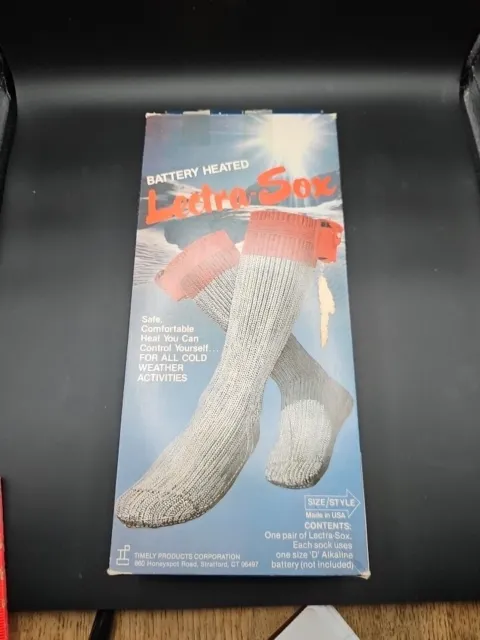 Heated Socks Battery Operated Lectra Sox Medium 10-11 New-Old Stock Vintage 1986