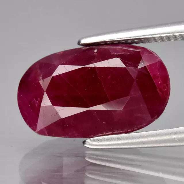 CERTIFICATE Incl.* 4.31ct Oval Unheated Purplish Red Ruby Gemstone Mozambique