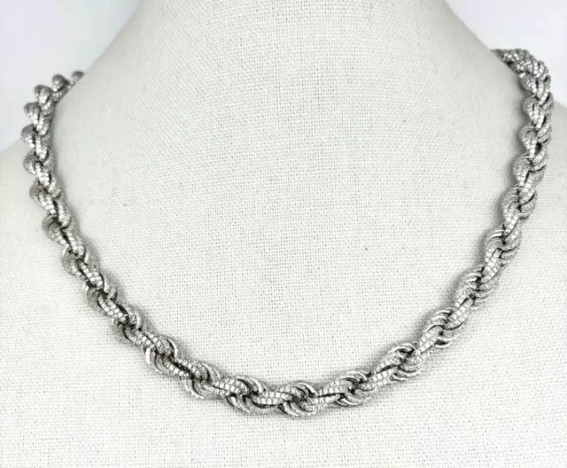 Heavy Mens 925 Sterling Silver Iced Out CZ Rope Chain 6MM 117 Grams 22"