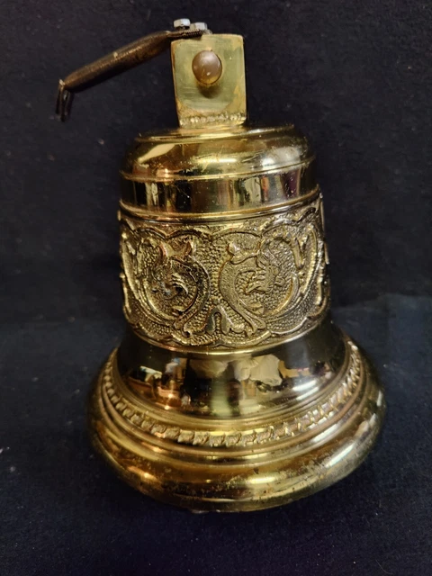 Cloche Anglaise Dorée à Main - Style Vintage Avec Manche En Bois | Son Clair Et Puissant