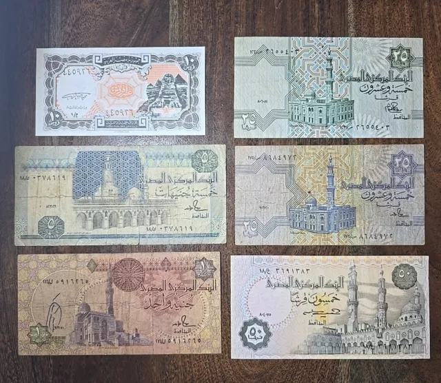 P11*EGYPT 6 Circulated And XF-Unc Banknotes Lot