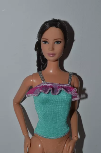 Brand New Genuine Mattel Barbie Doll Clothes #534 Teal Top With Ruffle