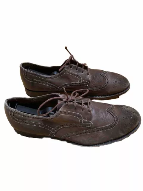 Paul Smith Original Dip Dyed Shoes Brown Leather Wingtip Oxfords Size 9.5 Italy