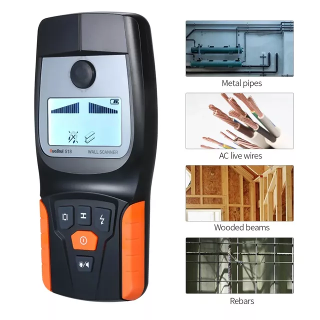 518RTS Digital Stud Finder Wood Metal Pipe Wire Wall Sensor Scanner LCD Detector