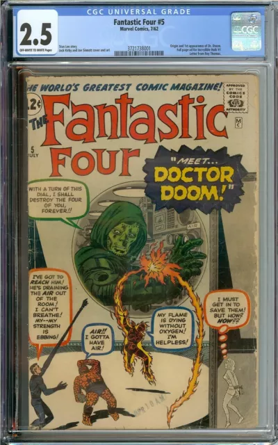 Fantastic Four #5 CGC 2.5 Marvel Comics 1962 Origin & 1st Appearance of Dr. Doom