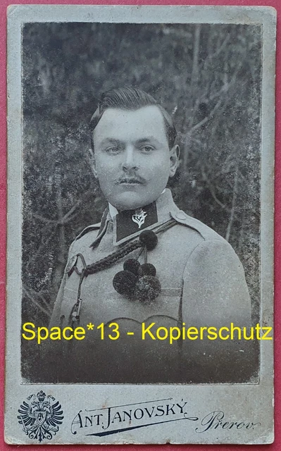 CDV Foto Kuk Kaiserjäger Portrait in Prerov Tschechien 1914 Monarchie Alpenjäger