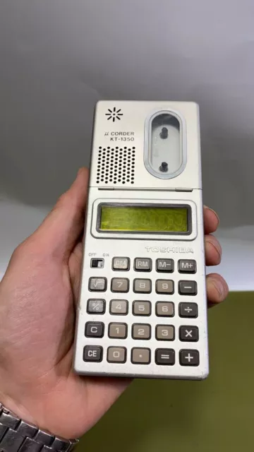 Vintage Toshiba KT-1350 U CORDER mini grabadora de casete y calculadora