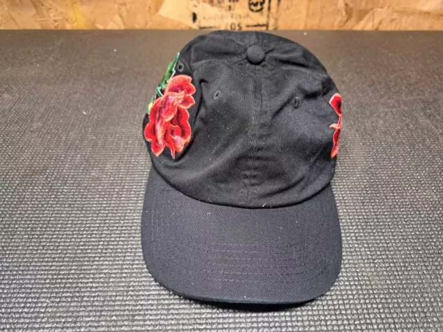 NWOT Red Roses Adult Black Baseball Cap Hat