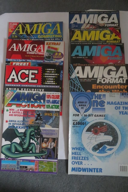 Retro Computer Clicker 9 VINTAGE AMIGA Computer Magazines with any freebies (discs) see ...