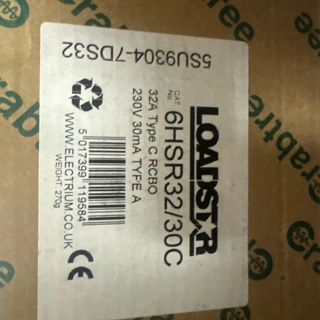 CRABTREE 32 AMP CURVE C 10kA 30mA RCBO TYPE A 6HSR32/30C C32 LOADSTAR ...