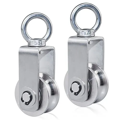 2 Pack Cable Pulley Wheel Stainless Steel Bearing Inside Rope Pulley for P.